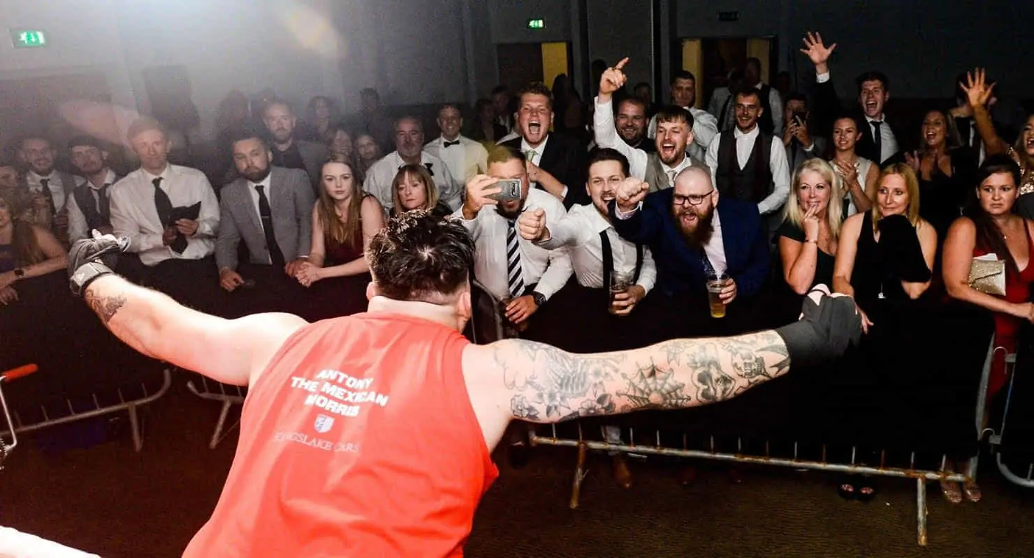 The crowd go wild at an Ultra White Collar Boxing Event.